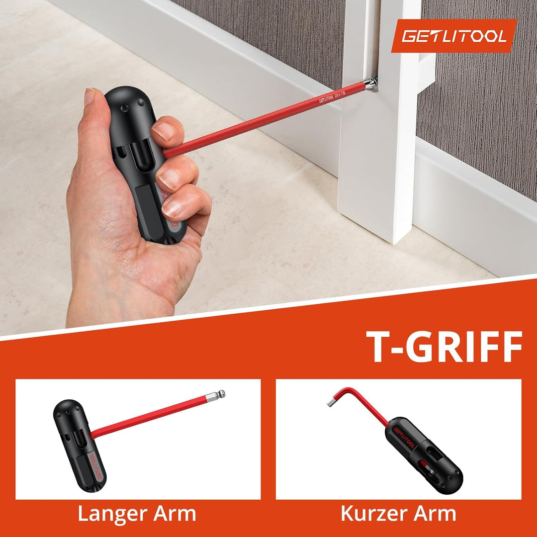 GETLITOOL Innensechskant Satz Lang, 18tlg. Innensechskantschlüssel Kugelkopf Metrisch HX 1,5mm-10mm