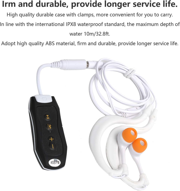 PUSOKEI IPX8 Wasserdichter MP3-Player, Tragbarer Musik-Player, 10 M wasserdichte Tiefe, 4 GB Musik-P