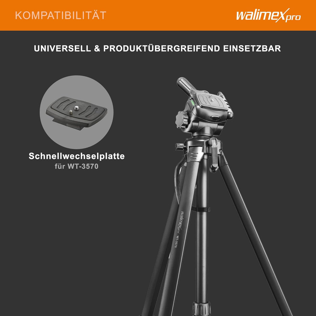 Walimex pro WT-3570 Basic Stativ 168cm schwarz – 4kg Traglast, grosses und stabiles Foto Video Stati