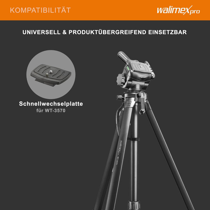 Walimex pro WT-3570 Basic Stativ 168cm schwarz – 4kg Traglast, grosses und stabiles Foto Video Stati
