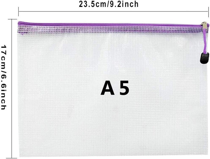 A5 Kunststoffhüllen mit Reissverschluss, A5, Reissverschlussbeutel, 24 Packungen (8 Farben) A5, 24 S