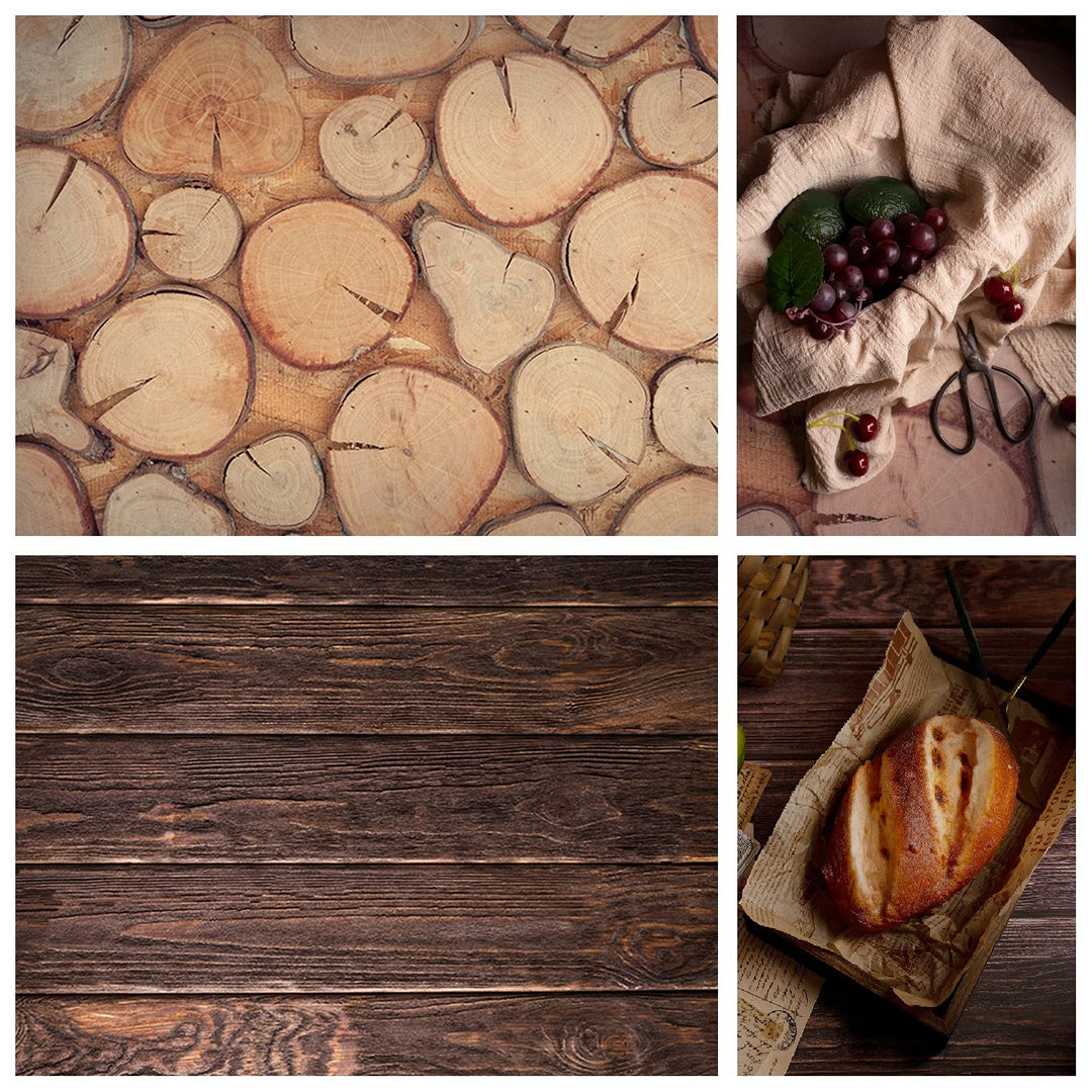 Selens 2in1 Flat Lay Hintergrund 56x88cm Dunkle Holzmaserung Muster Fotografie Hintergründe Lebensmi