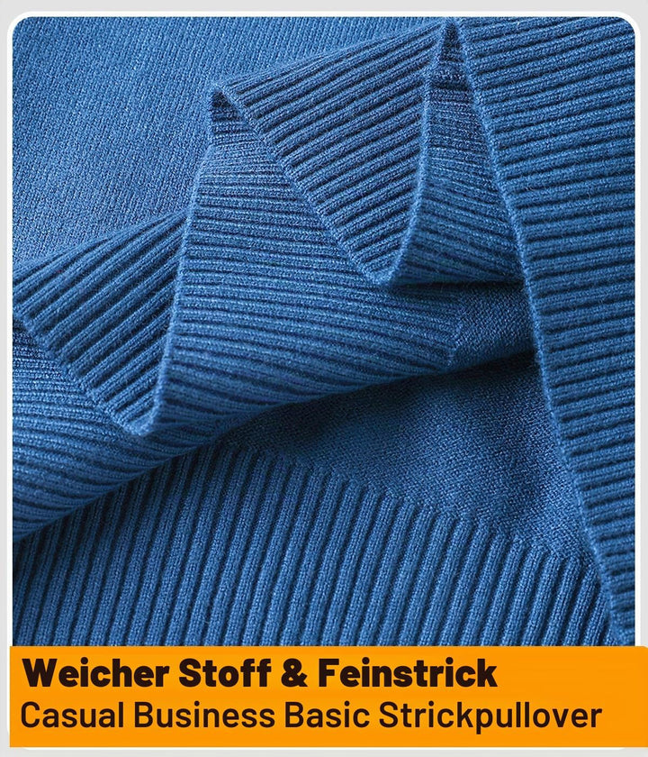 Harbrosrce Herren Strick Pullover V Ausschnitt Strickpullover Feinstrick Mock Hemdkragen Strickwaren