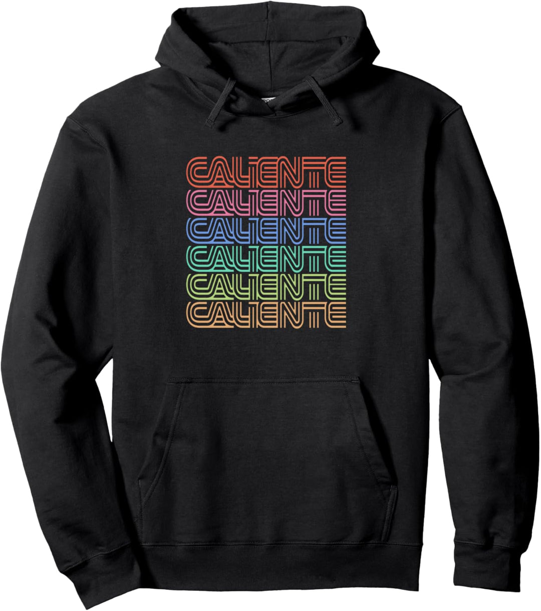 Caliente Many Lines Rainbow Text Pullover Hoodie