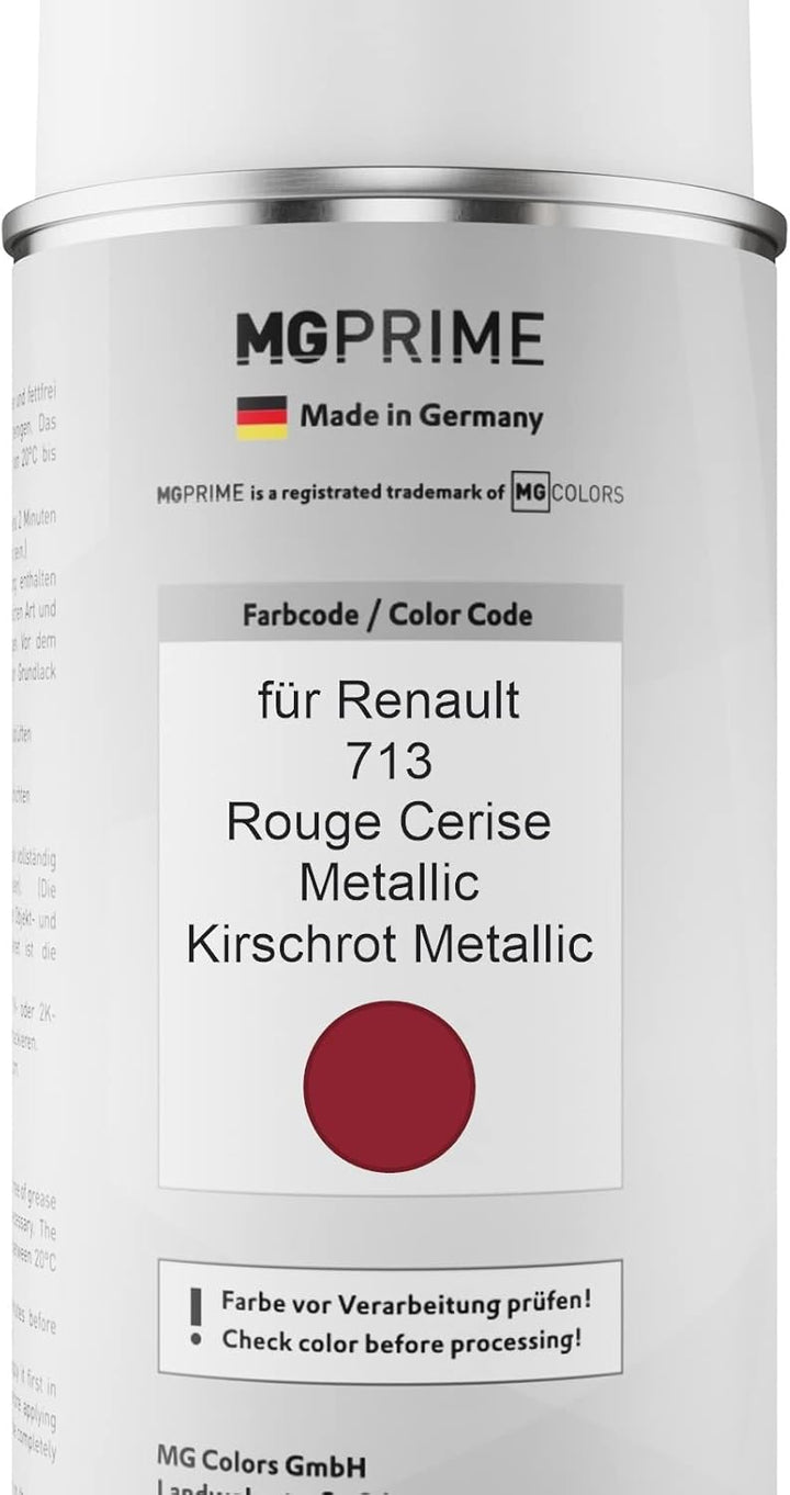 MG PRIME Autolack 2K Spraydosen Set für Renault 713 Rouge Cerise Metallic/Kirschrot Metallic Basisla