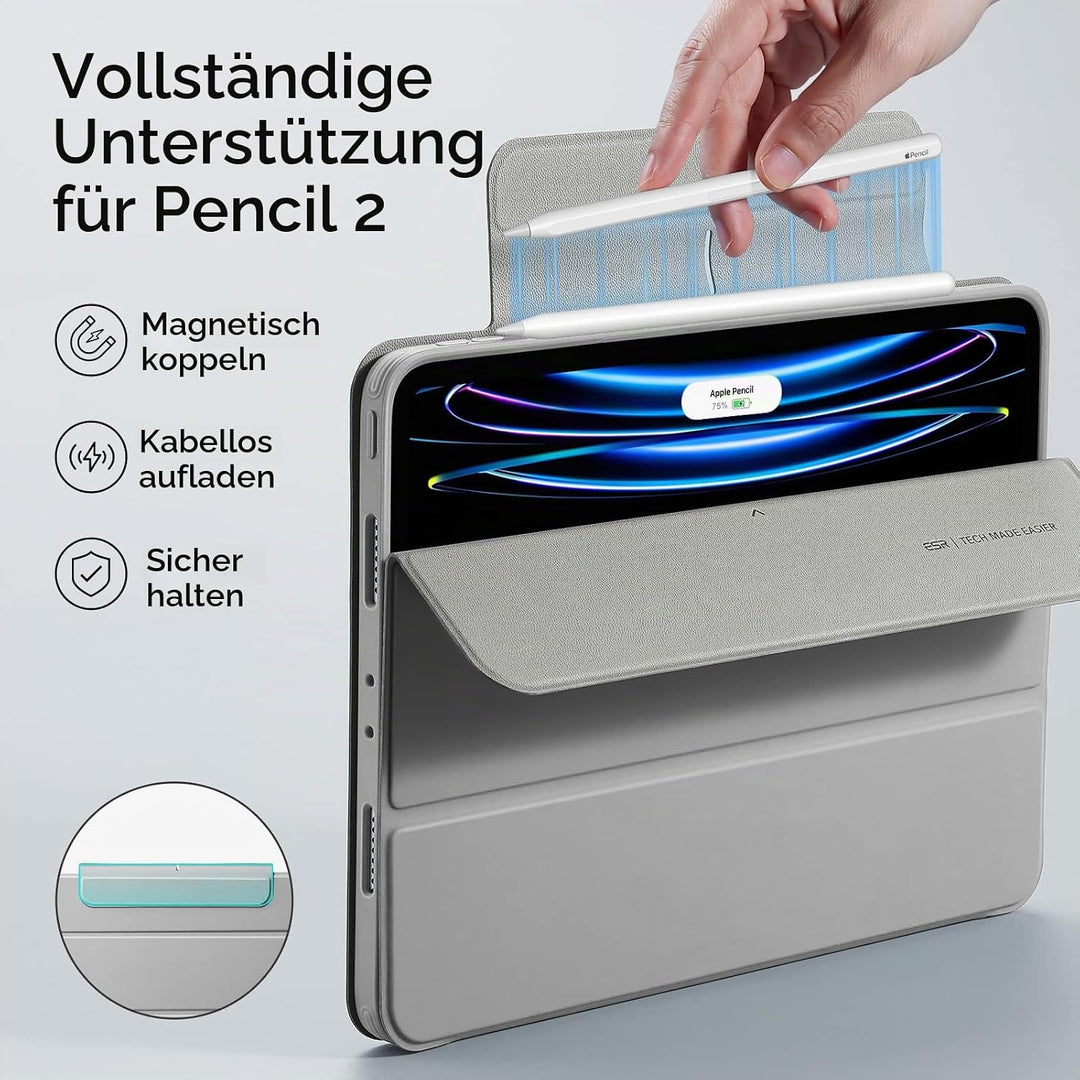 ESR für iPad Pro 11 Hülle Hybrid, iPad 11 Pro Hülle (2022/2021) mit Pencil Halter, Abnehmbare Magnet
