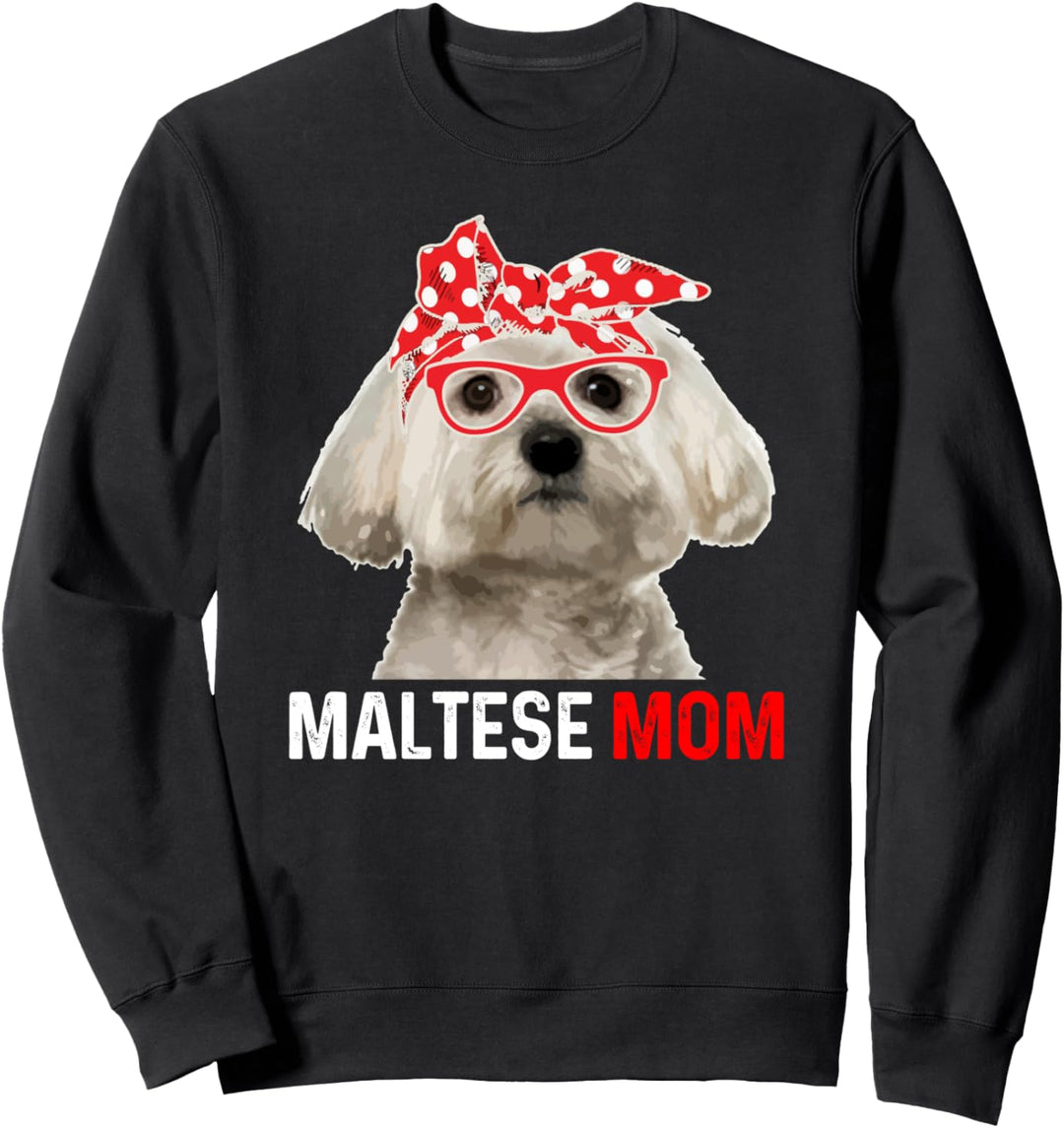 Malteser-Mutter, lustig, niedlich, Vintage-Stil Sweatshirt