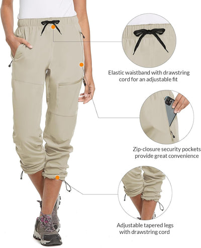 BALEAF Damen Outdoorhose Wanderhose Wasserdicht Schnelltrocknend Leicht Trekkinghose Capris UV Schut