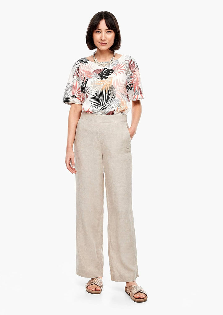 s.Oliver Damen Kurzarm Bluse 42 02a3 Off-white Aop, 42 02a3 Off-white Aop