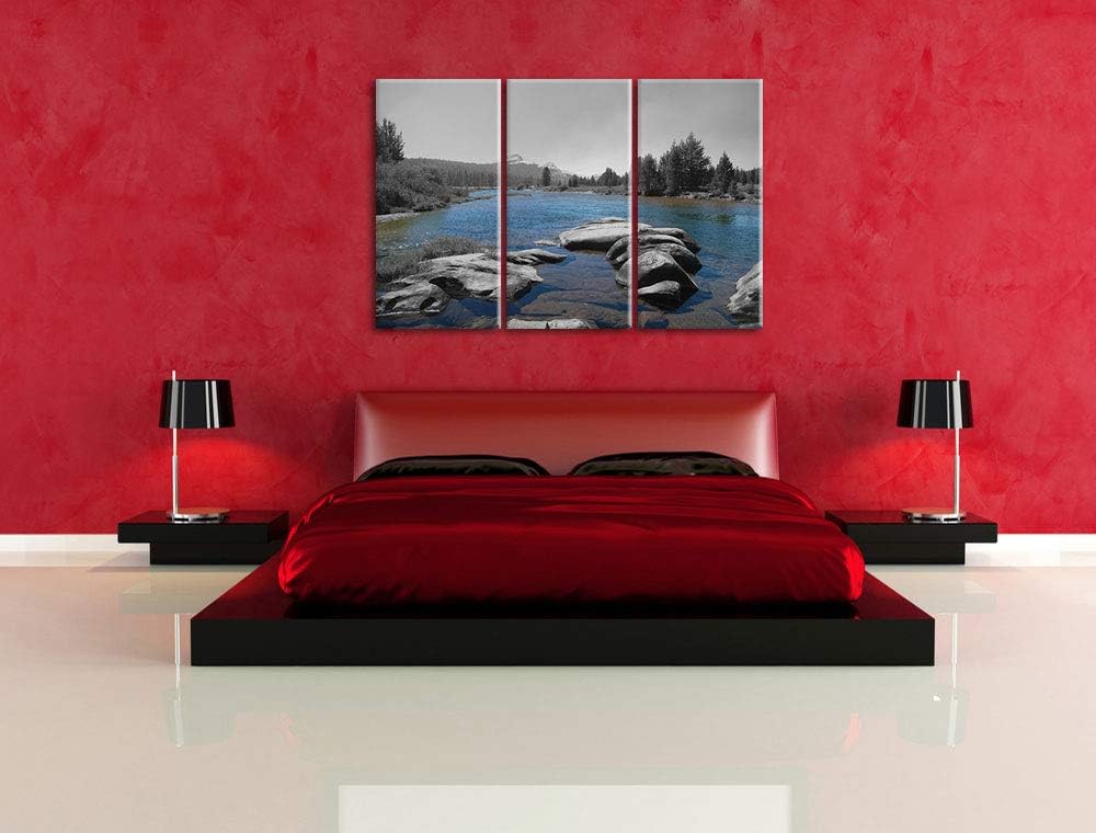 Tuolumne River, Yosemite National Park schwarz/weiss 3-Teiler Leinwandbild 120x80 Bild auf Leinwand,