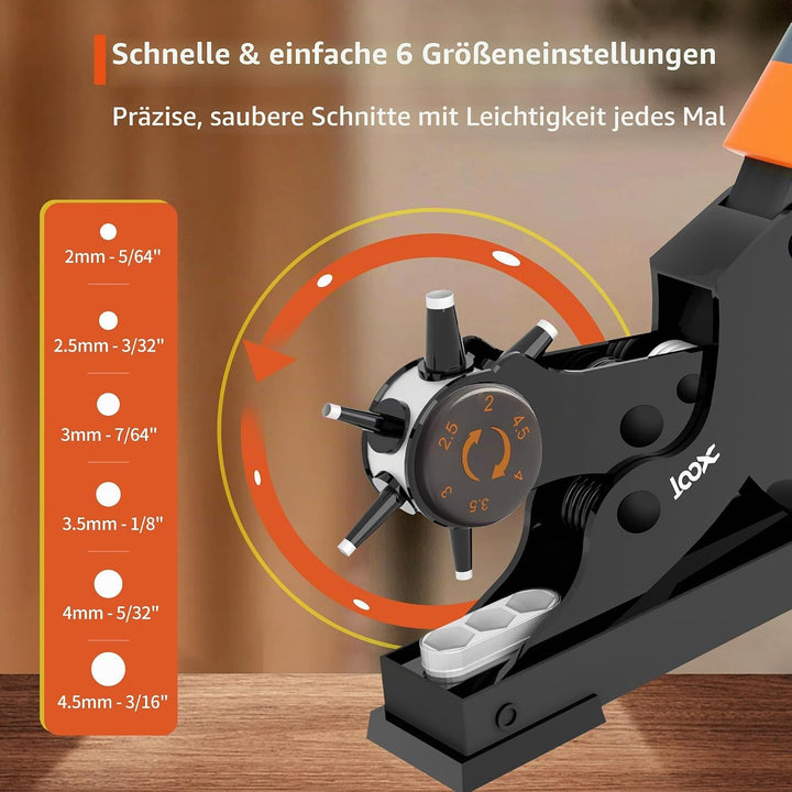 XOOL Lochzange für Leder, Gürtel Lochzange mit Hebelübersetzung, Ermüdungsfreies Arbeiten, Locher, G