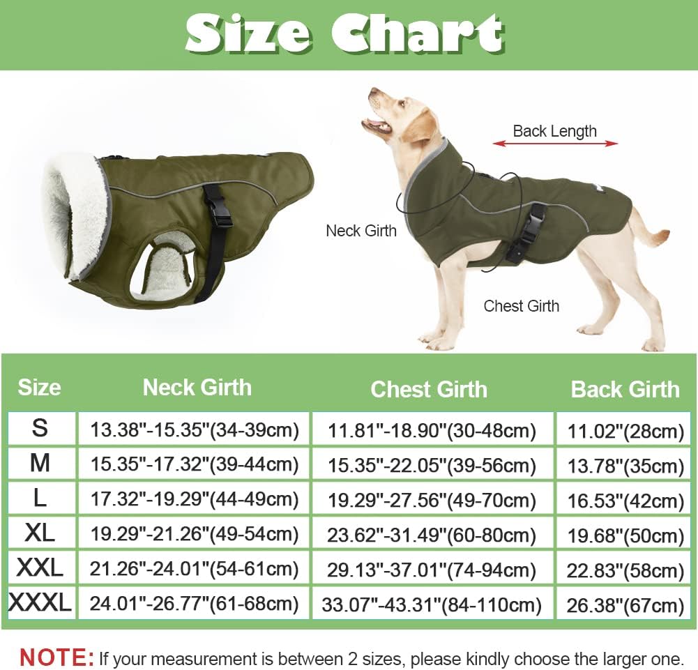 EMUST Kälteschutzmantel für Hunde, mit Fleecefutter, für kleine/mittlere Grössen, wasserabweisende,