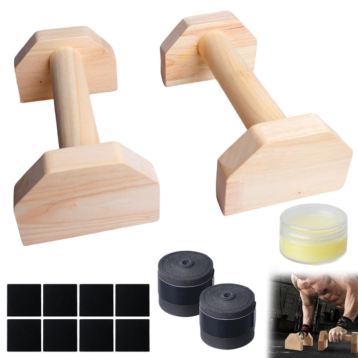 Liegestützgriffe: 2 Stück Kiefernholz Parallettes, Rutschfeste Liegestützgriffe, Push-Up Bars, Yoga,