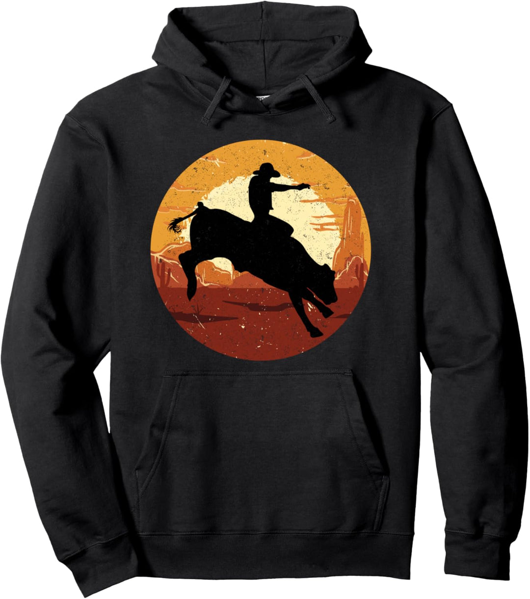 Rodeo Sonnenuntergang Cowboy Bullenreiter Western Geschenk Pullover Hoodie
