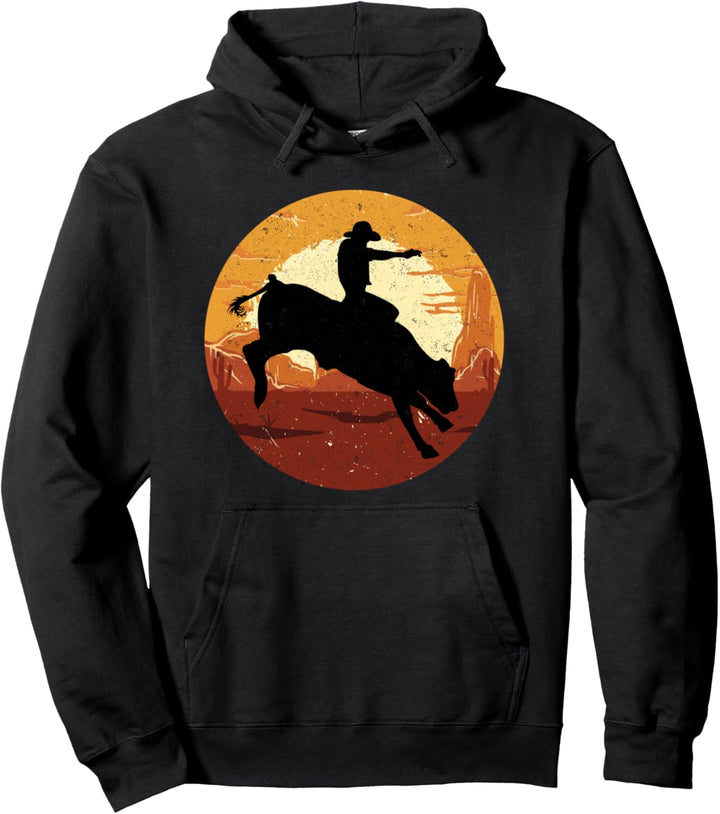 Rodeo Sonnenuntergang Cowboy Bullenreiter Western Geschenk Pullover Hoodie