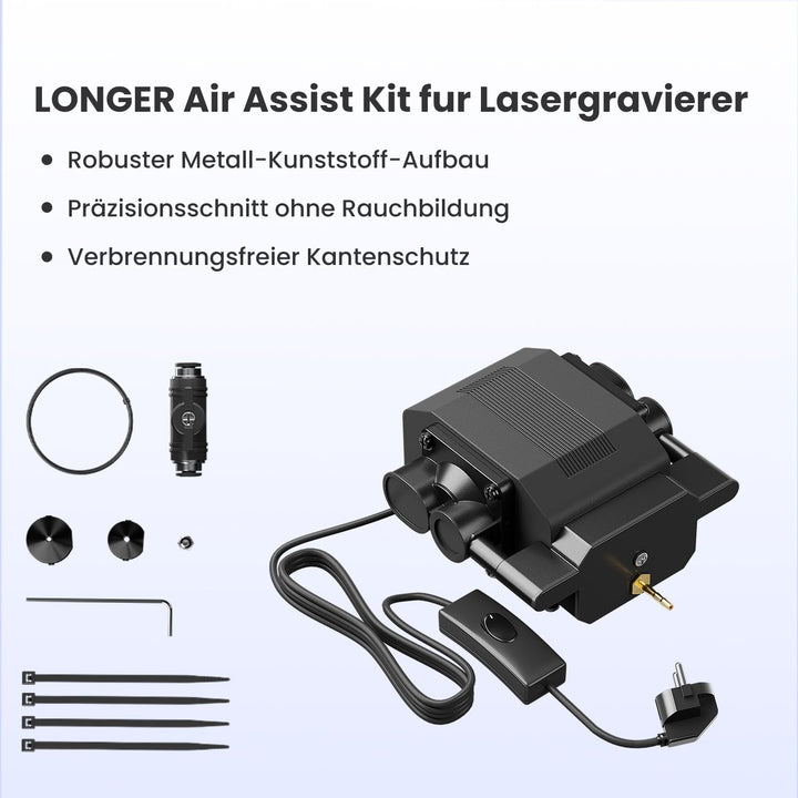 LONGER Air Assist Kit mit Luftpumpe für Ray5 5W Laser-Graviergerät – Zur Entfernung von Rauch und St