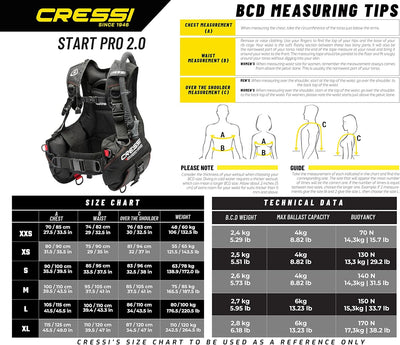 Cressi B.C.'D Start Pro - Jacket zum Tauchen, Einfach, Robust und Effektiv, Schwarz, Unisex XXS, XXS