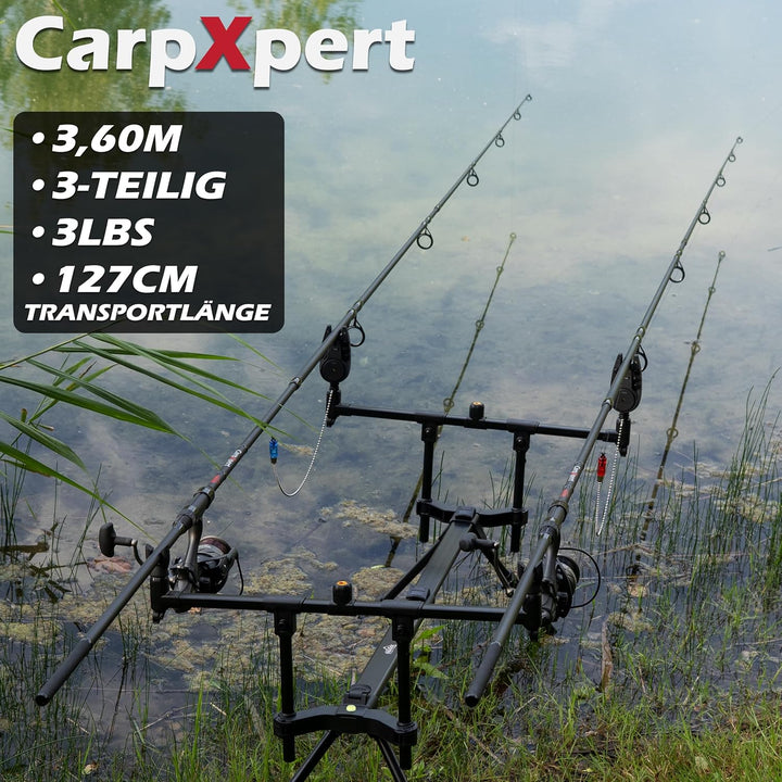 Karpfenrute CarpXpert 12ft 3,60m 3 LBS 3-teilig mit 5000 Carp Runner Karpfenrolle – Karpfen Angel Ka