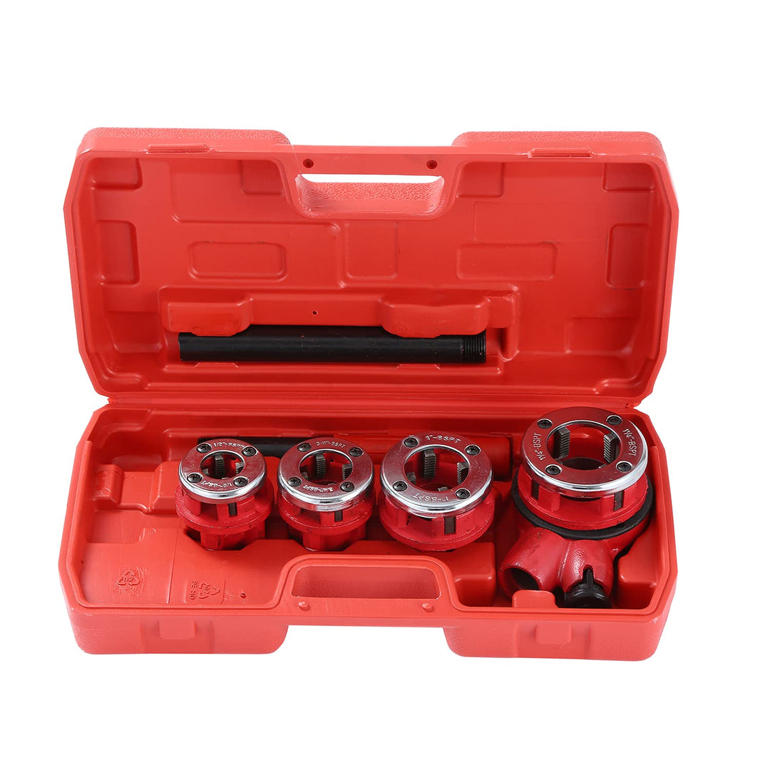 Klempner-Rohrgewinde-Kit Manuelles Einfädler-Set aus Stahl für Sanitärinstallationen mit 4 Matrizen