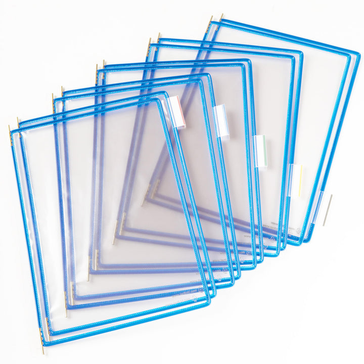 Tarifold 114001 - A4 PVC-Taschen mit Zapfen für Wanddisplayset und Dokumentenablage aus Metall, blau