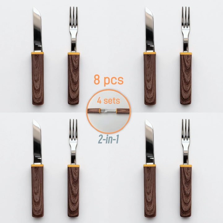 Reisebesteck Set (2-in-1) – Ineinandergreifendes Messer & Gabel Set, geräuschlos zu transportieren,