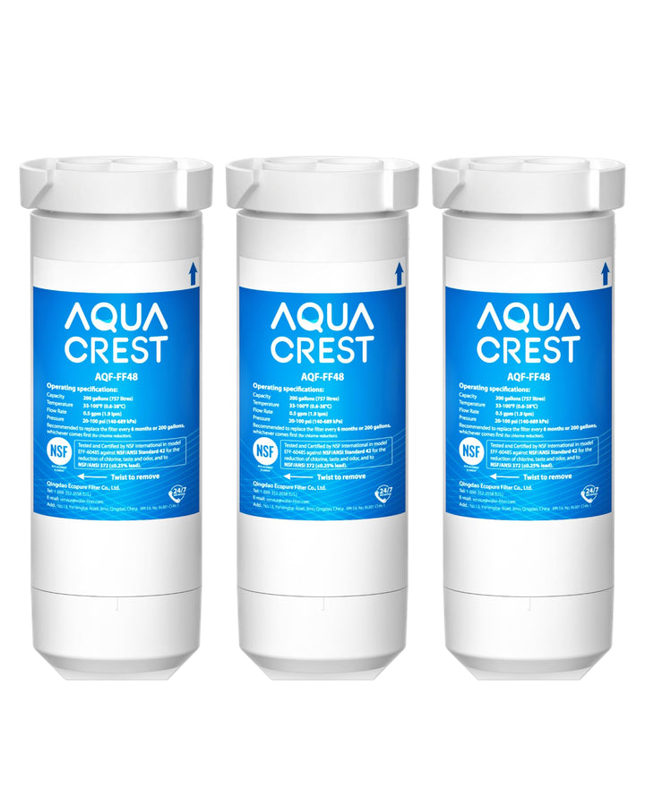 AQUACREST XWF NSF Certified Refrigerator Water Filter, Compatible with GE XWF, Pack of 3 (Packaging