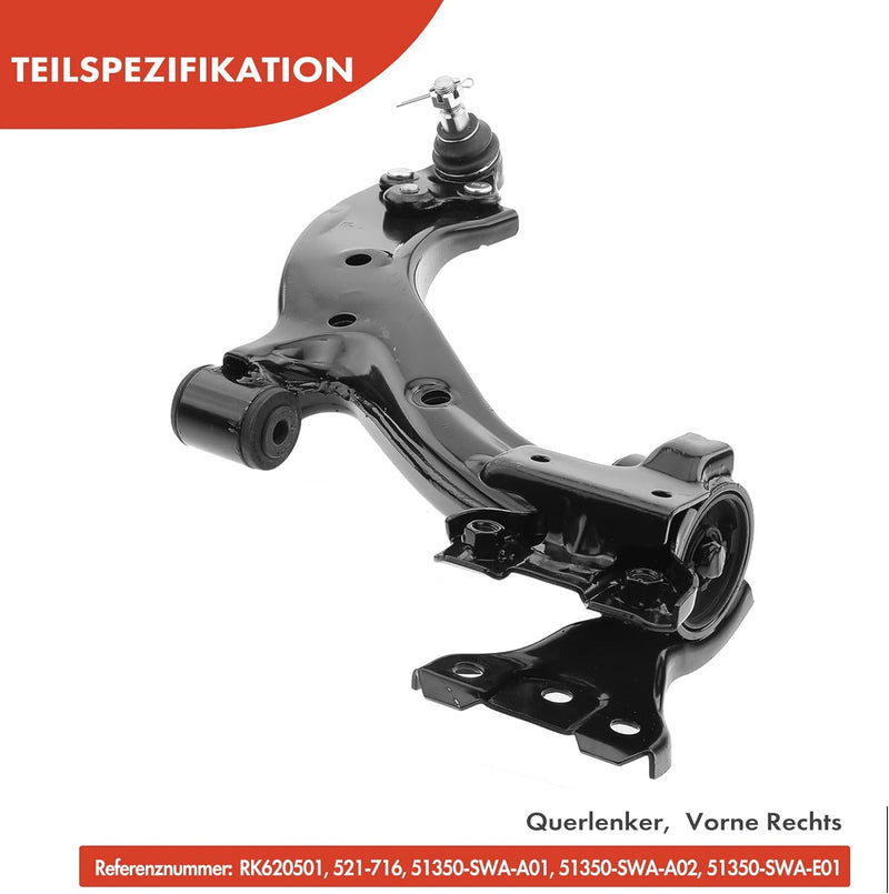 Frankberg Querlenker Vorne Rechts Kompatibel mit CR-V III RE 2.0L 2.2L 2.4L 2006-2011 Replace