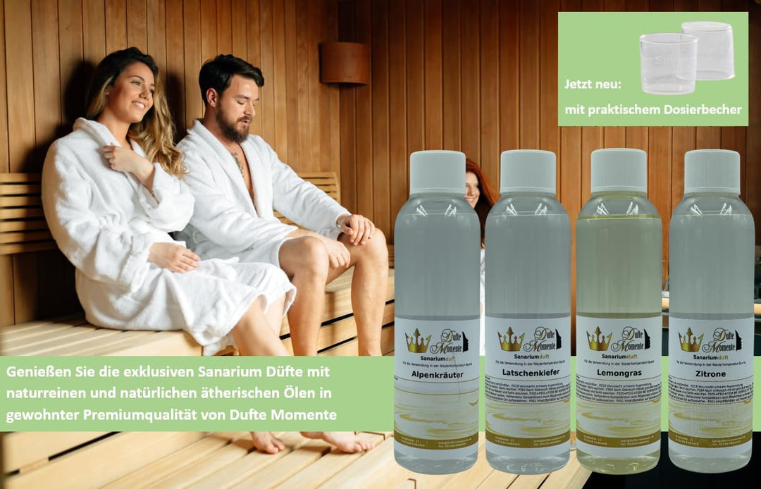 Dufte Momente Sanarium Duft 4 x 250ml - Alpenkräuter, Latschenkiefer, Lemongras, Zitrone - Duft für
