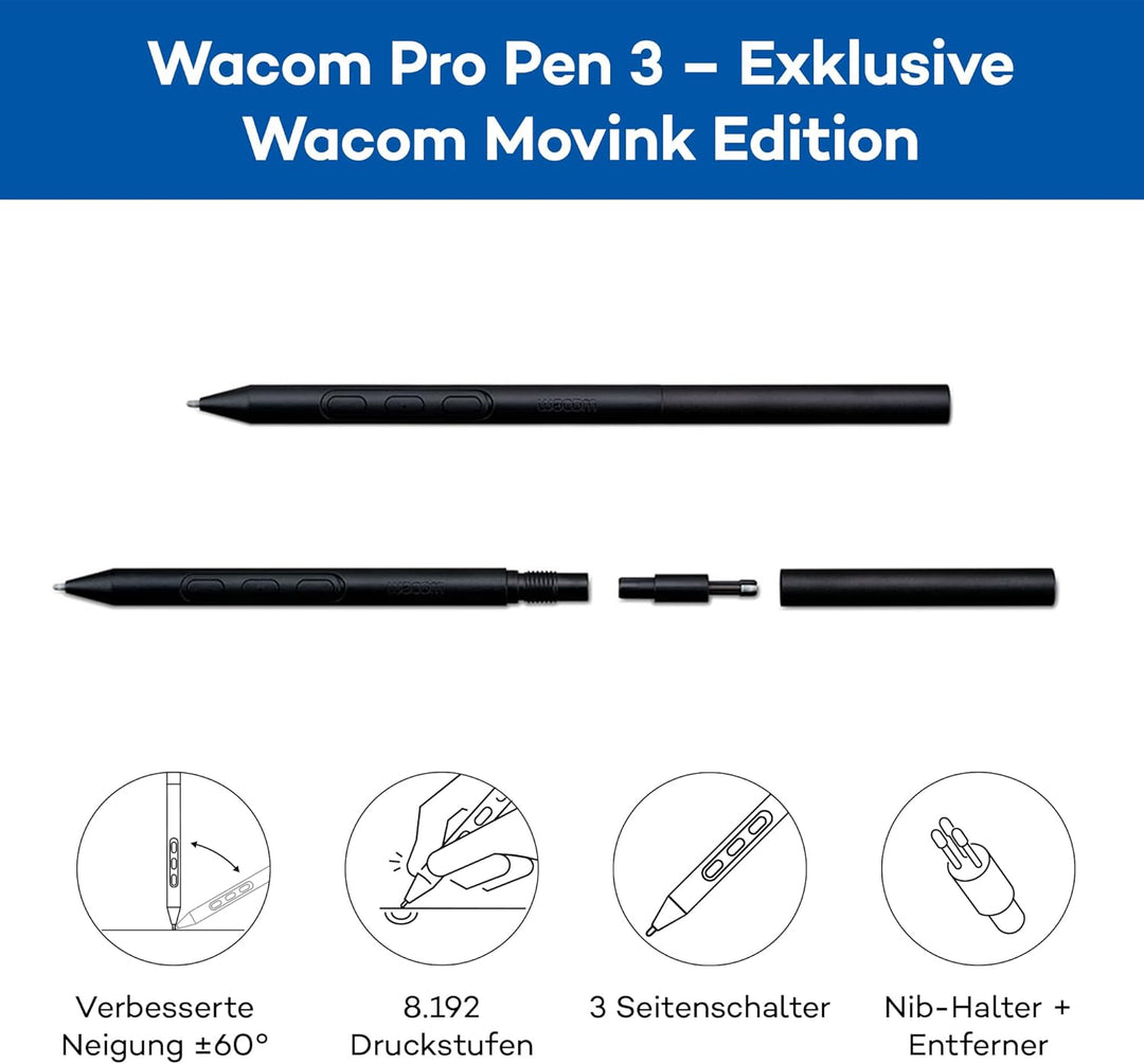 Wacom Movink 13 OLED Pen Display – Ultraschlanker (≈ 4 mm) & 420 g leichter Zeichenmonitor mit Pro P