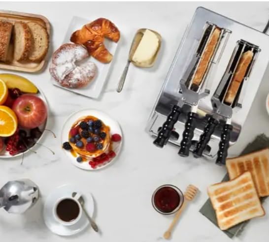 Milantoast 2-er Toaster mit Zangen und Brötchenaufsatz (Edelstahl/Gebürstetes Metall) Edelstahl / Ge
