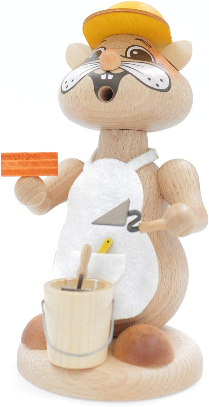Kuhnert - Erzgebirgische Holzkunst Räuchermann Räucherfigur Hamster 18cm - Maurer, Maurer
