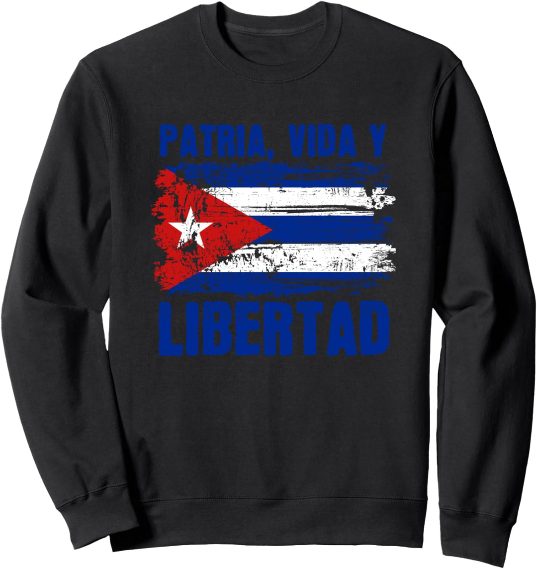 Patria, Vida y Libertad Kubanische Flagge, Used-Look Sweatshirt
