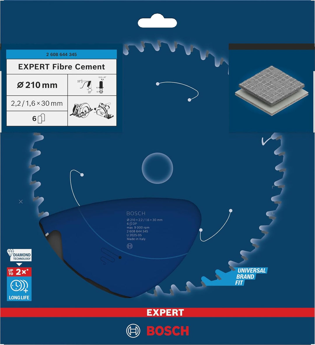 Bosch Professional 1x Kreissägeblatt Expert for Fiber Cement (für Faserzement, Sägeblatt Ø 210 x 30