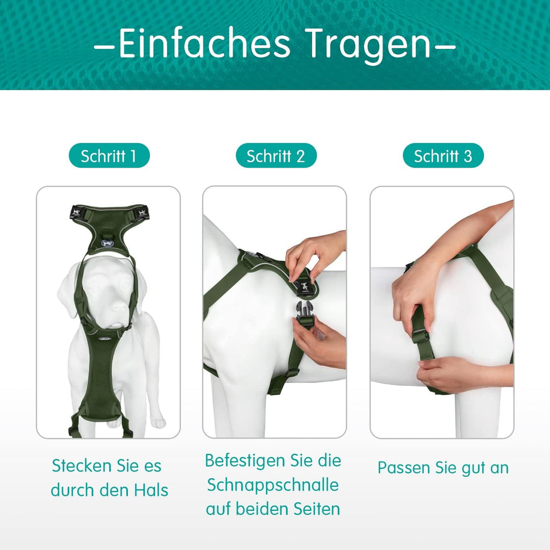 PoyPet Reflektierendes, weiches, atmungsaktives Hundegeschirr aus Mesh, erstickungsfreie, doppelt ge