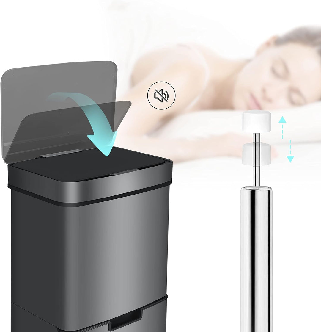 Ribelli Edelstahl - Mülltrennsysteme mit 3+1 Fächer - Mülleimer mit Sensor - 72 Liter (2x12 + 1x48 L