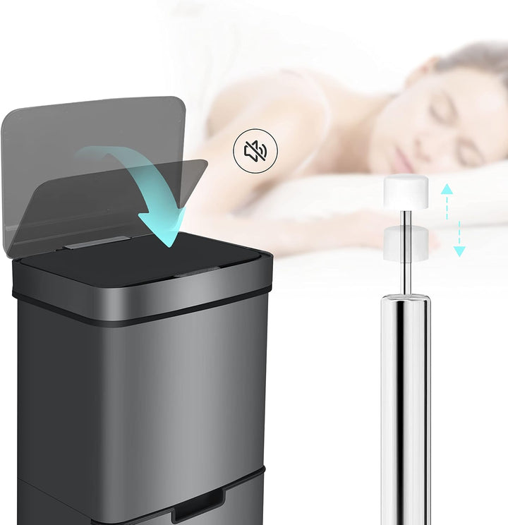 Ribelli Edelstahl - Mülltrennsysteme mit 3+1 Fächer - Mülleimer mit Sensor - 72 Liter (2x12 + 1x48 L