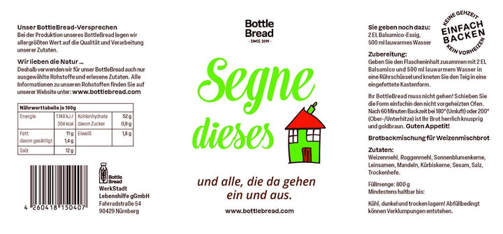 Brotbackmischung "Segne dieses Haus" Backmischung im Glas Flasche Geschenk Geschenkidee Einzug Einzu