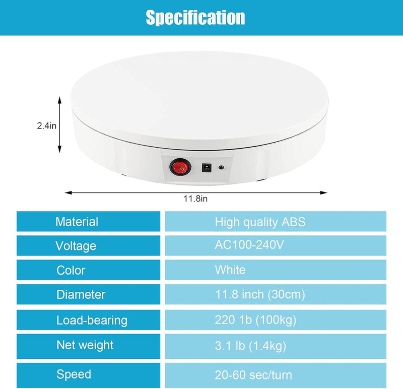 Drehteller Elektrischer Displayständer Drehteller Elektrisch 30CM 100KG, Automatische Drehplattform