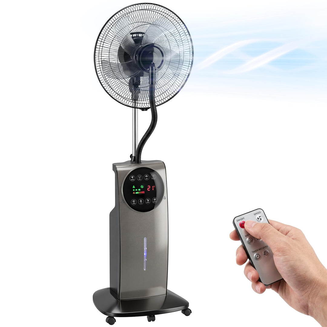 HOMCOM Ventilator mit Wasserkühlung, Luftbefeuchter, Leise Standventilator mit Sprühnebel, Mückensch