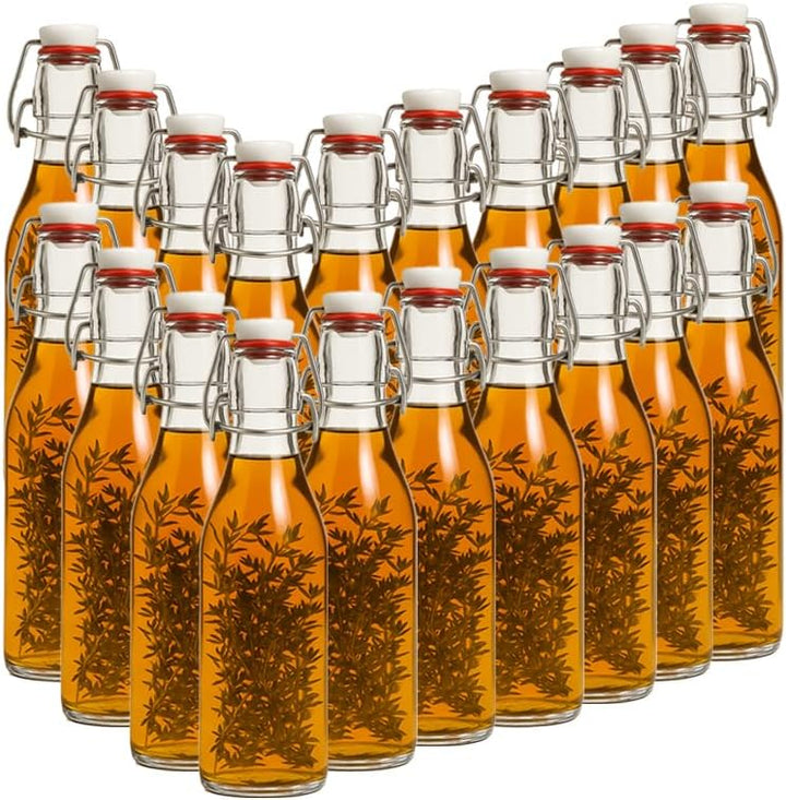 hocz 10er Set Bügelflaschen Bügelflasche Glasflaschen 200ml mit Bügelverschluss zum Selbstbefüllen B
