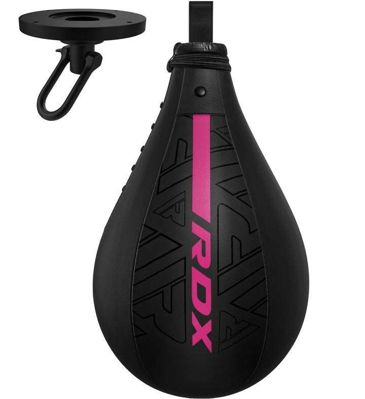 RDX Boxbirne Maya Hide Leder Set, Speedball Hängend Mit Halterung, Punchingball Boxing Speed Bag, Ge