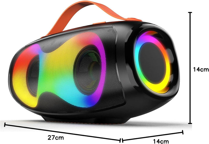Bluetooth-Lautsprecher, tragbarer kabelloser Aussenlautsprecher mit LED-Licht, True Wireless Stereo,