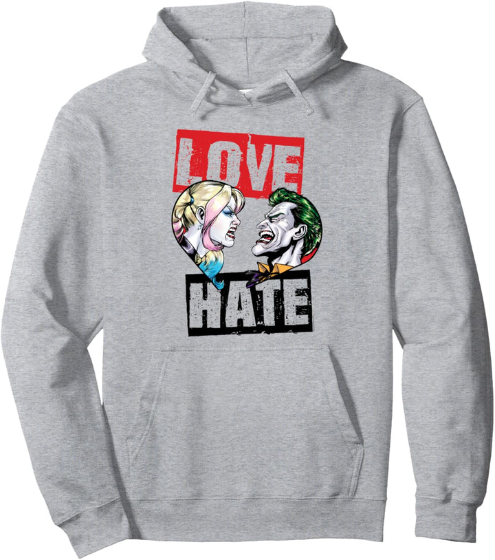Harley Quinn Joker Love Hate Adult Pullover Hoodie