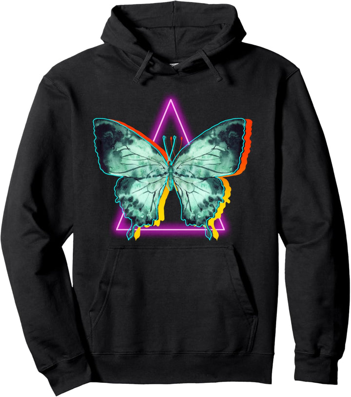 Butterfly Retro 90's Japanese Otaku Aesthetic Vaporwave Art Pullover Hoodie