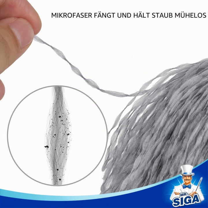 MR.SIGA Mikrofaser-Staubwedel für empfindliche Oberflächen, Ergonomischer Rutschfester Griff, Abnehm