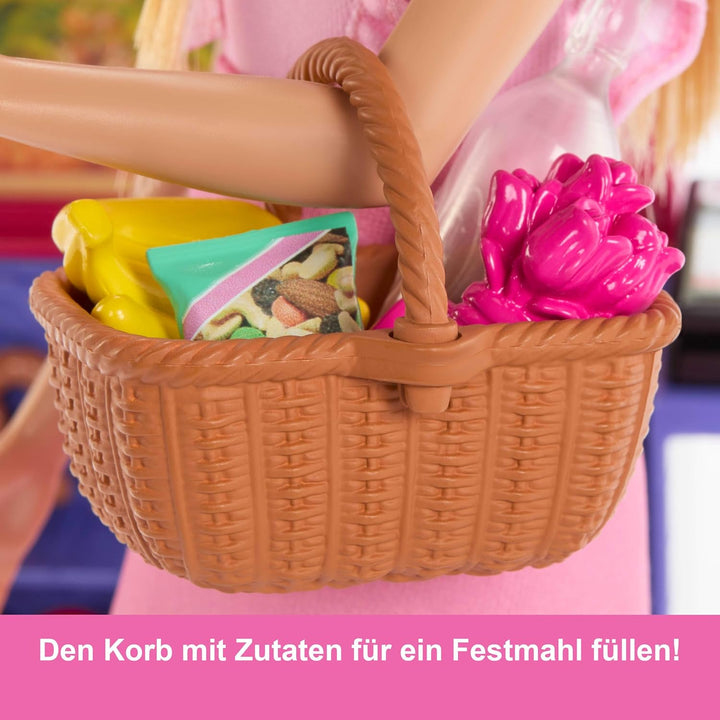 Barbie und Teresa Rezept für Freundschaft Modepuppe und Spielset, Malibu auf dem Markt mit 11 Zubehö