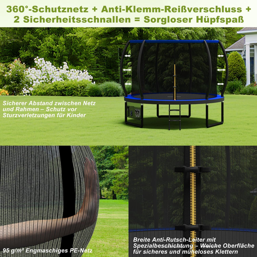 Devoko Trampolin Outdoor Ø 228/305/366 GS-Zertifikat, Kindertrampolin Gartentrampolin mi