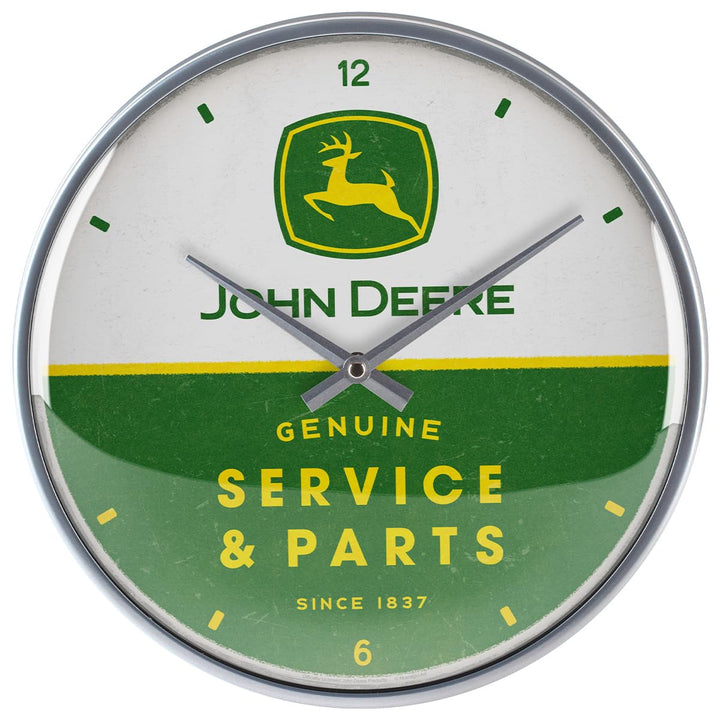 Nostalgic-Art Retro Wanduhr, Ø 31 cm, John Deere – Service & Parts – Geschenk-Idee für Traktor-Fans,