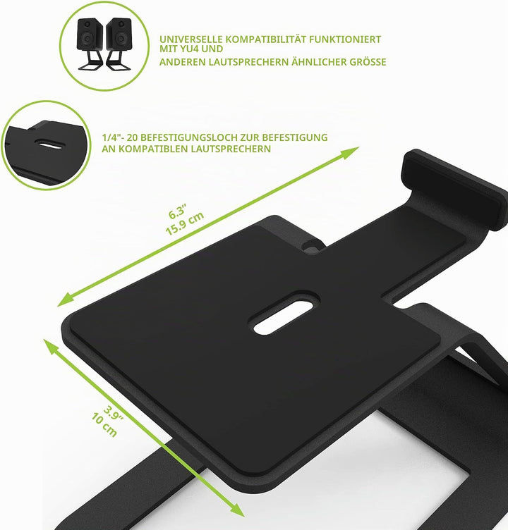 Kanto SE4 Elevated Desktop Speaker Stands for Midsize Speakers | Universal Compatibility | Supports