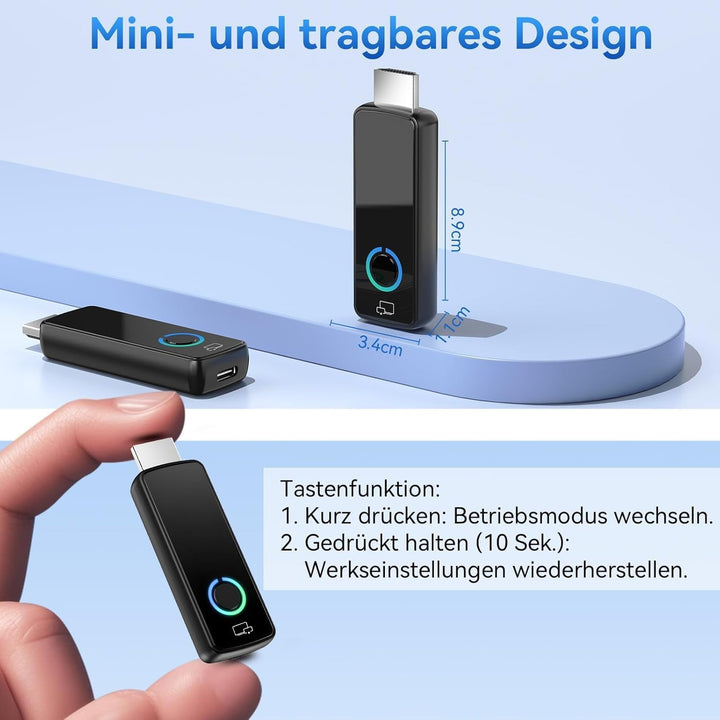 4K Kabelloser Display Dongle Adapter, Wireless HDMI Streaming, Airplay, Miracast, DLNA, Google Casti